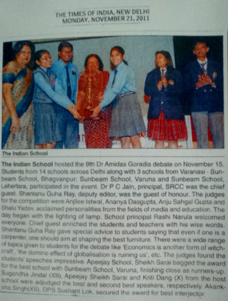 THE TIMES OF INDIA, 21 NOVEMBER 2011