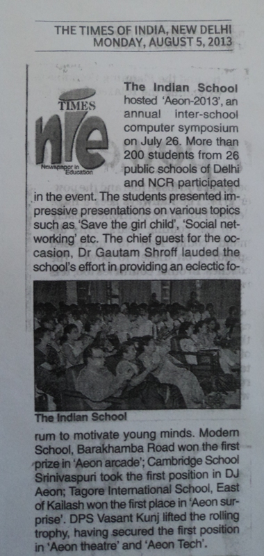 The Times of India, Monday, 5 August, 2013.