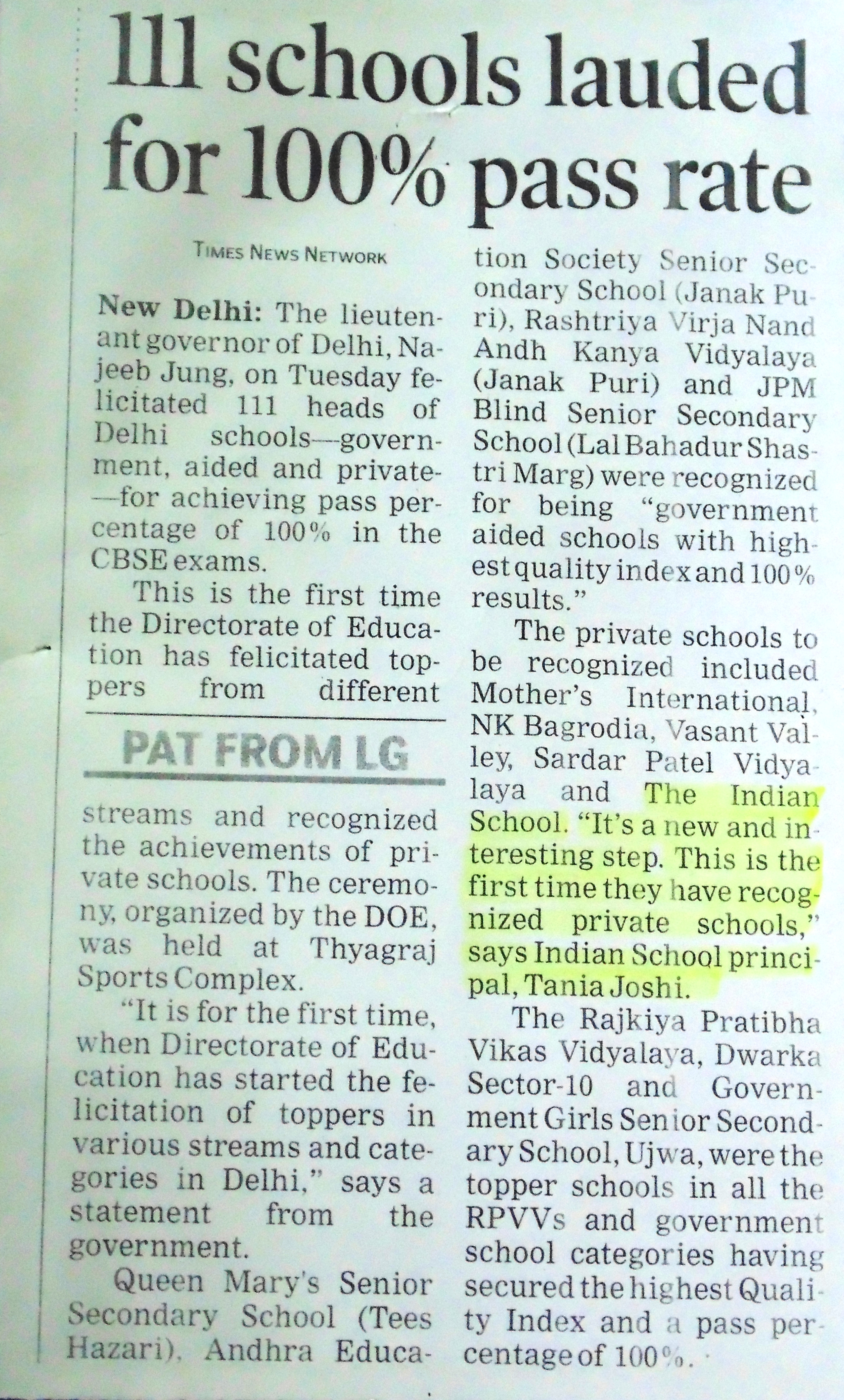 THE TIMES OF INDIA, JULY, 2014