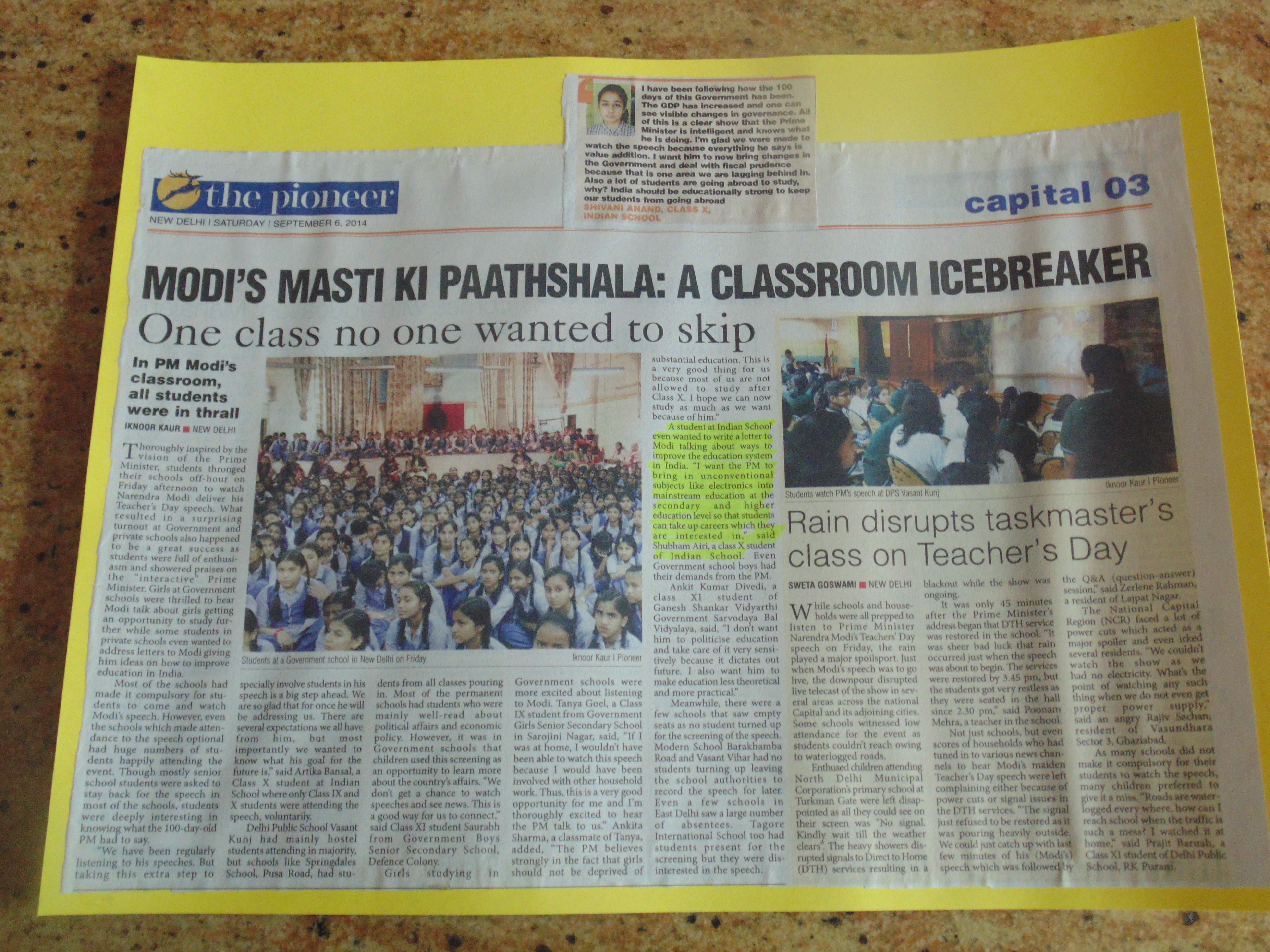 THE PIONEER,SATURDAY, 6 SEPTEMBER, 2014