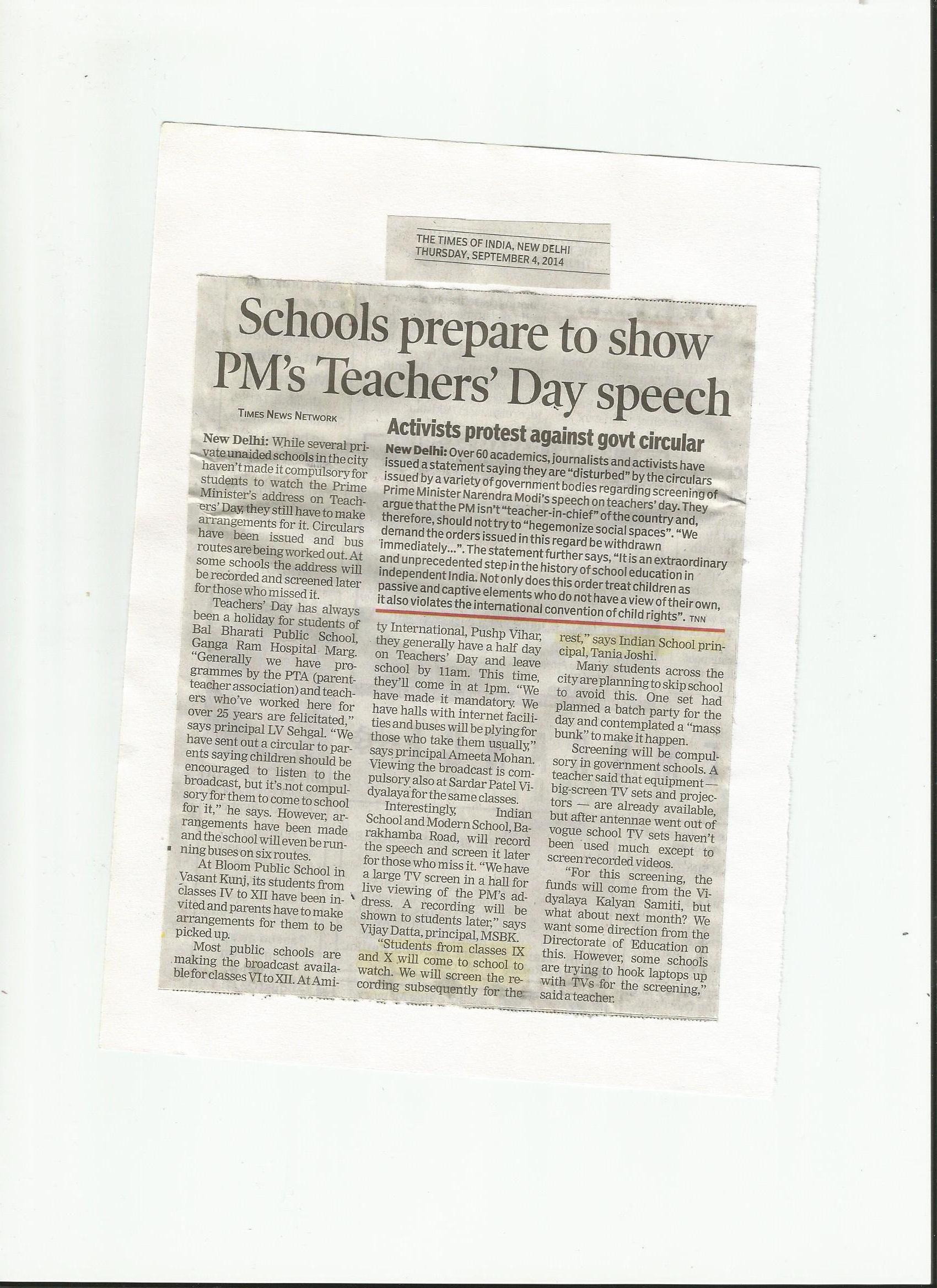 THE TIMES OF INDIA,THURSDAY, 4 SEPTEMBER, 2014