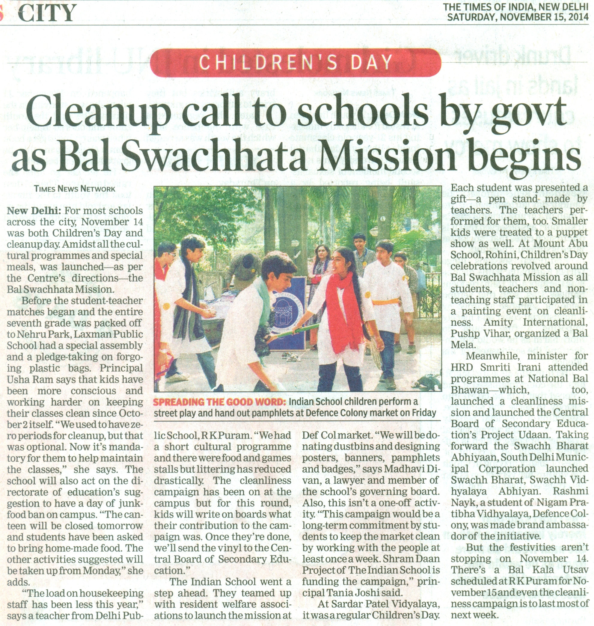 THE TIMES OF INDIA, SATURDAY, 15 NOVEMBER,2014