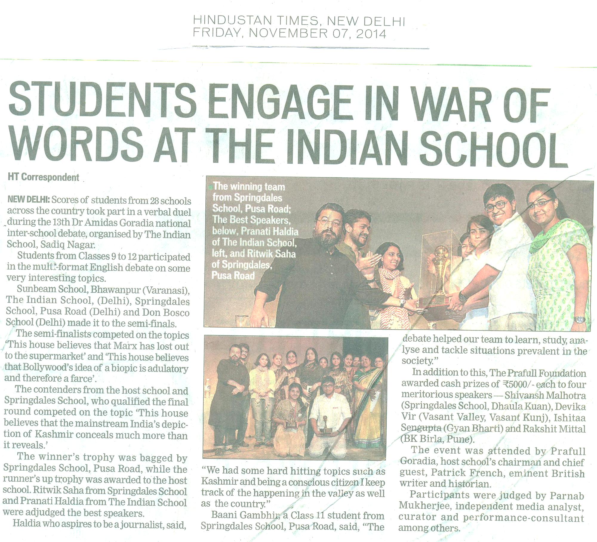 HINDUSTAN TIMES, FRIDAY, 7 NOVEMBER,2014