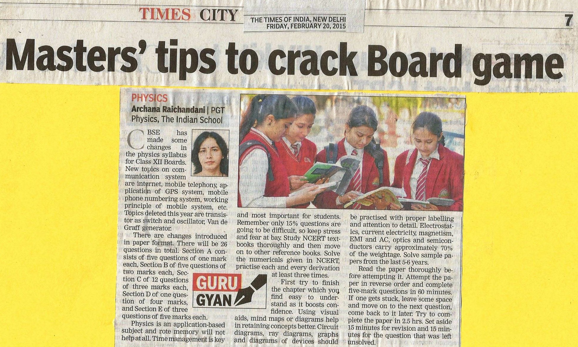 THE TIMES OF INDIA, FRIDAY, 20 FEBRUARY,2015