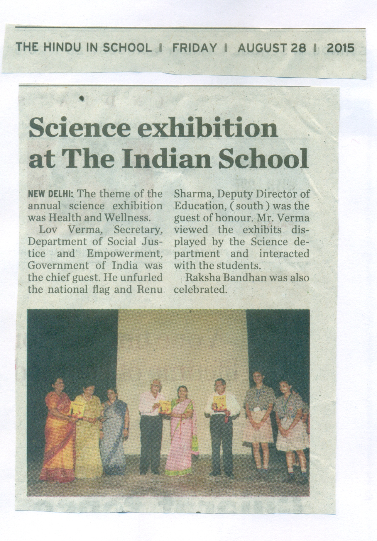 THE HINDU IN SCHOOL, FRIDAY, 28 AUGUST 2015