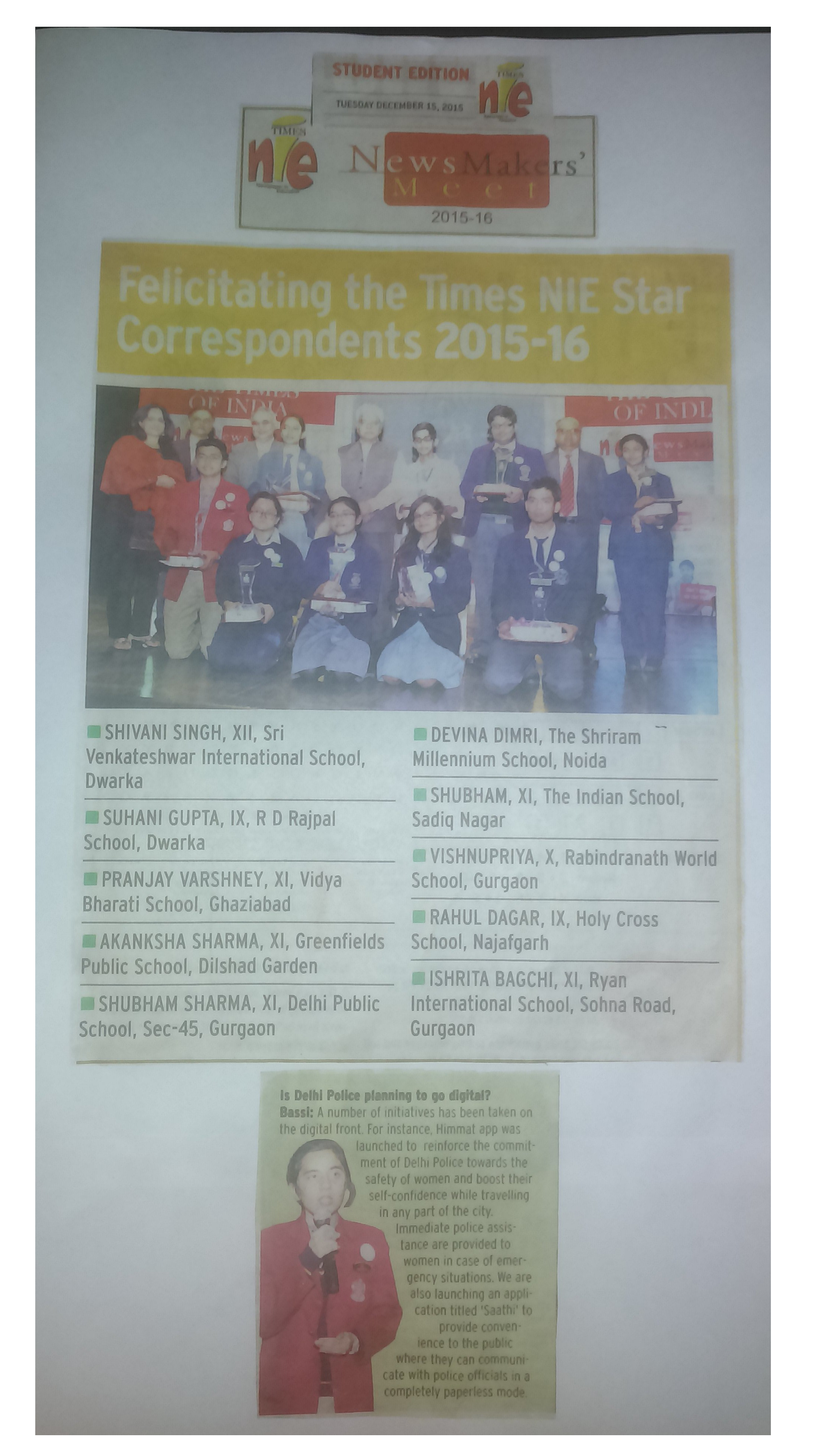 TIMES OF INDIA, TUESDAY, 15 DECEMBER 2015