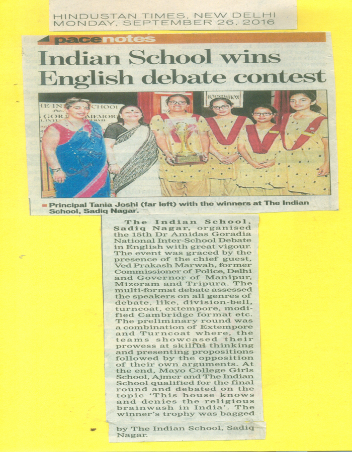 HINDUSTAN TIMES, MONDAY, 26 SEPTEMBER 2016