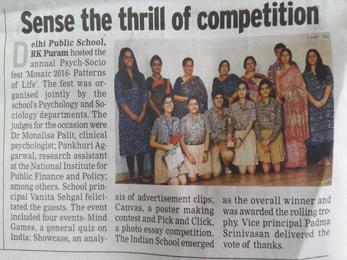Rolling trophy at Interschool Psychology/ Sociology Fest- 'Mosaic