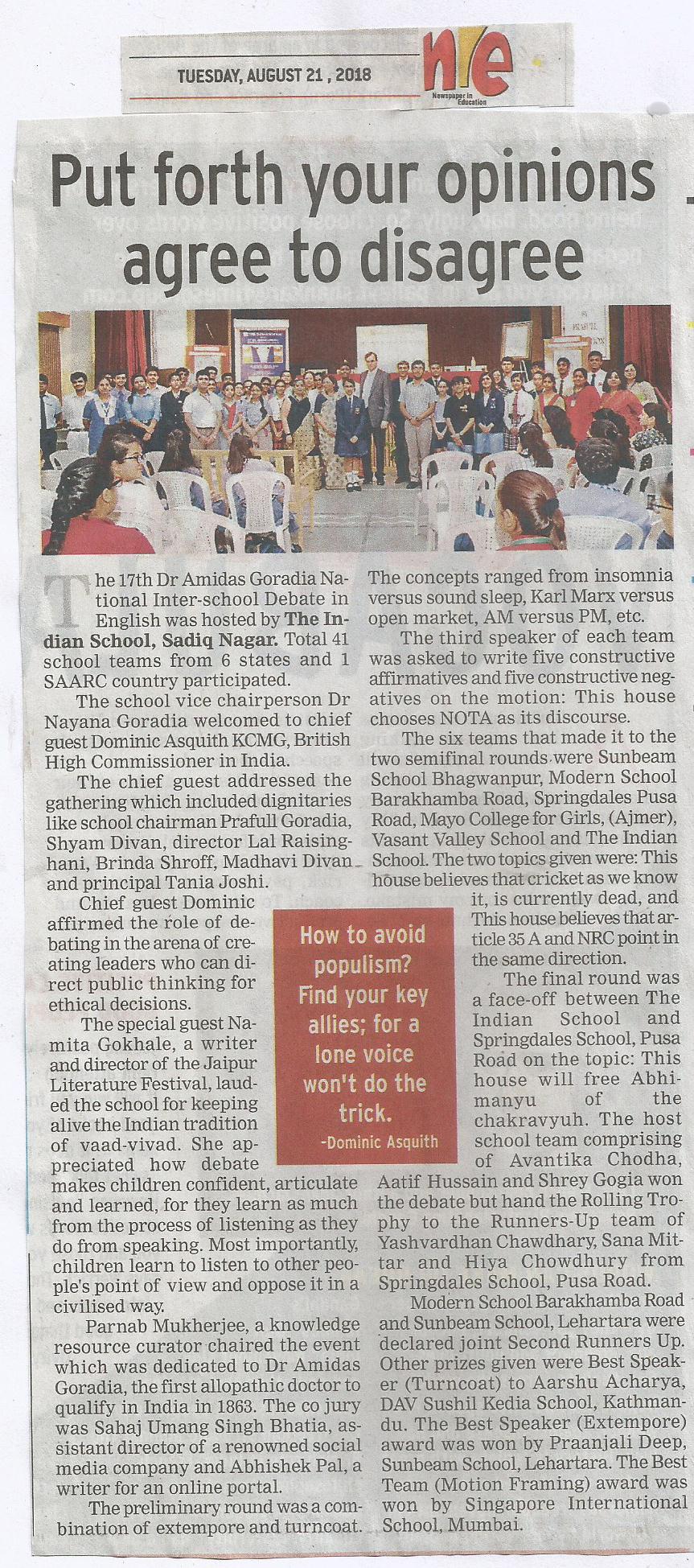 THE TIMES OF INDIAN, TUESDAY 21 AUGUST 2018