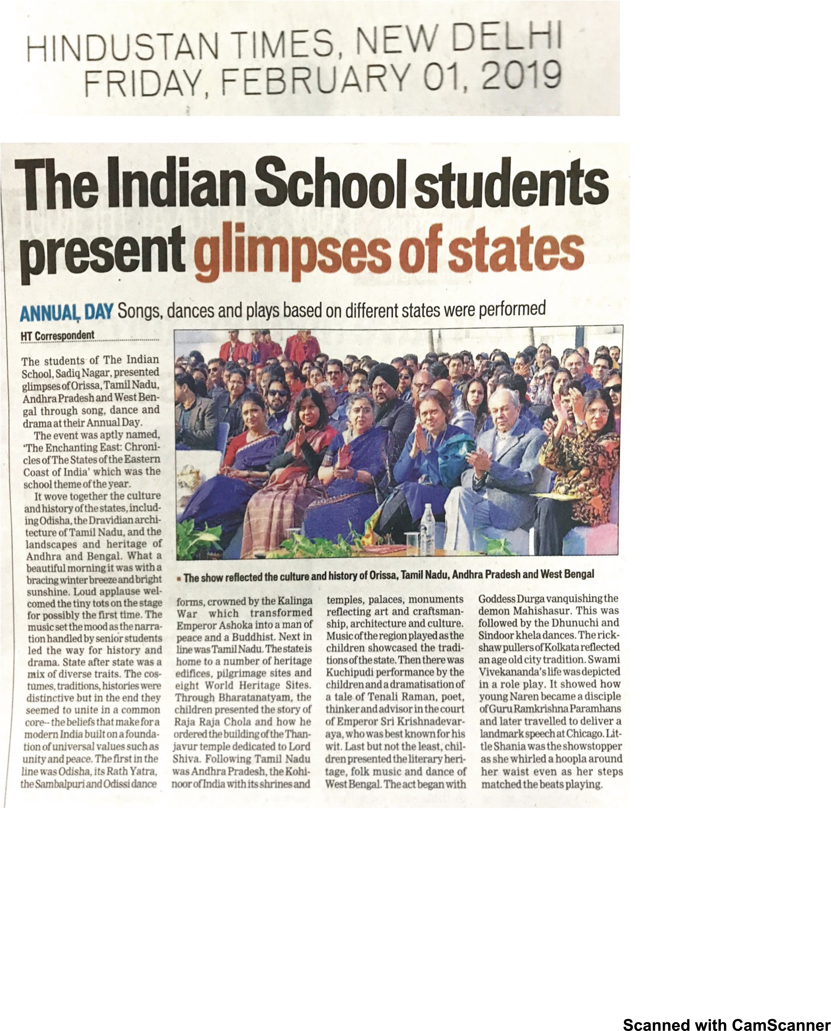 HINDUSTAN TIMES, FRIDAY 01 FEBRUARY 2019