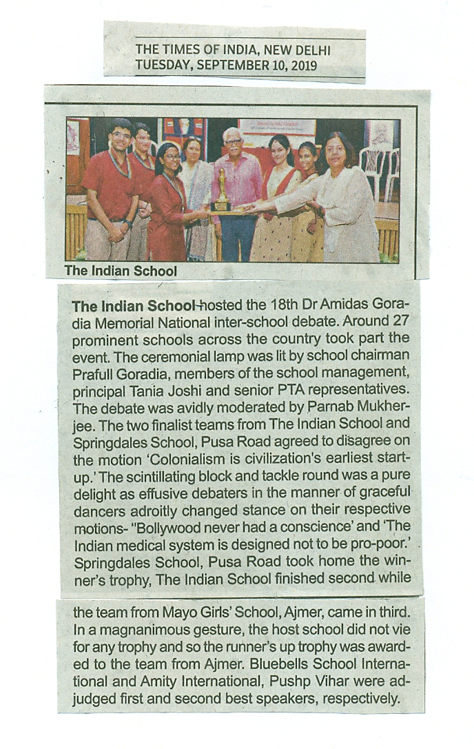 TIMES OF INDIA, TUESDAY, 10 SEPTEMBER 2019