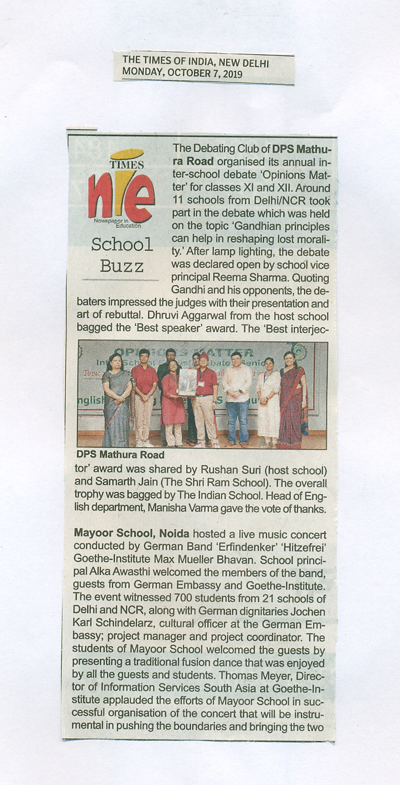 TIMES OF INDIA, MONDAY, 07 OCTOBER 2019
