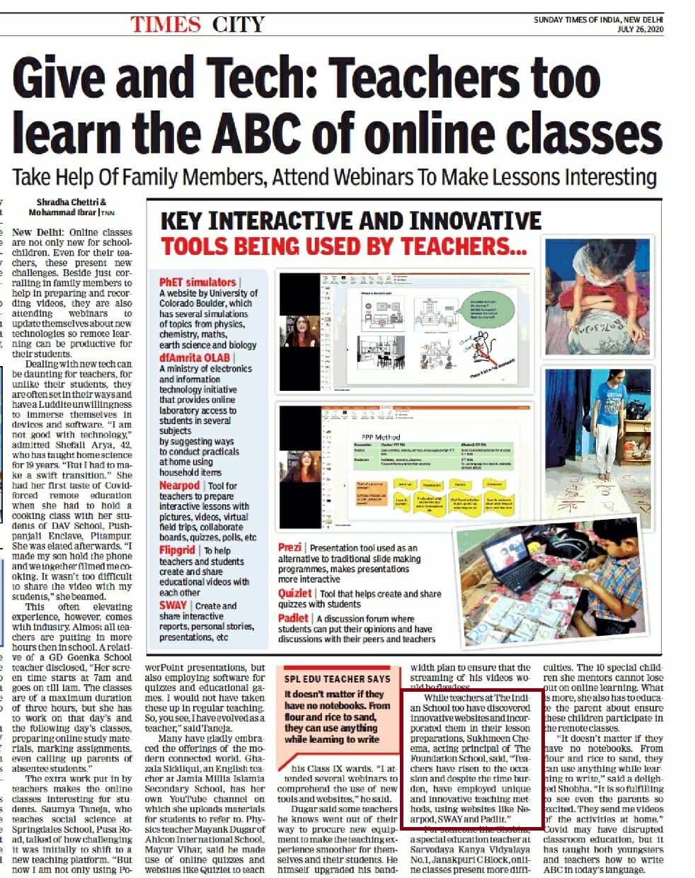 TIMES OF INDIA, SUNDAY, 26 JULY 2020