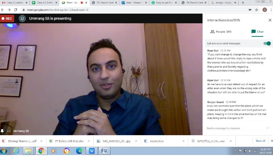  Interaction with psychologist-alumnus, Umang Sharma Bajpai for class 12