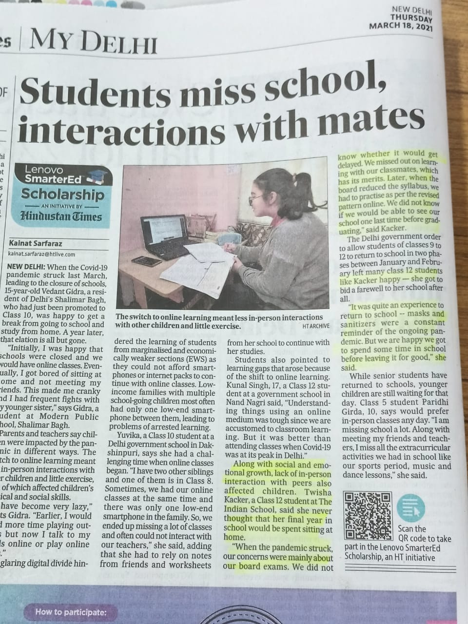 HINDUSTAN TIMES, THURSDAY, 18 MARCH 2021