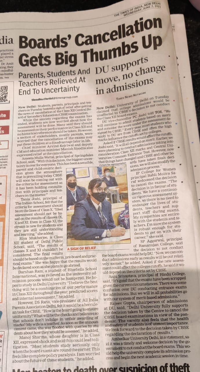 TIMES OF INDIA, WEDNESDAY, 01 JUNE 2021
