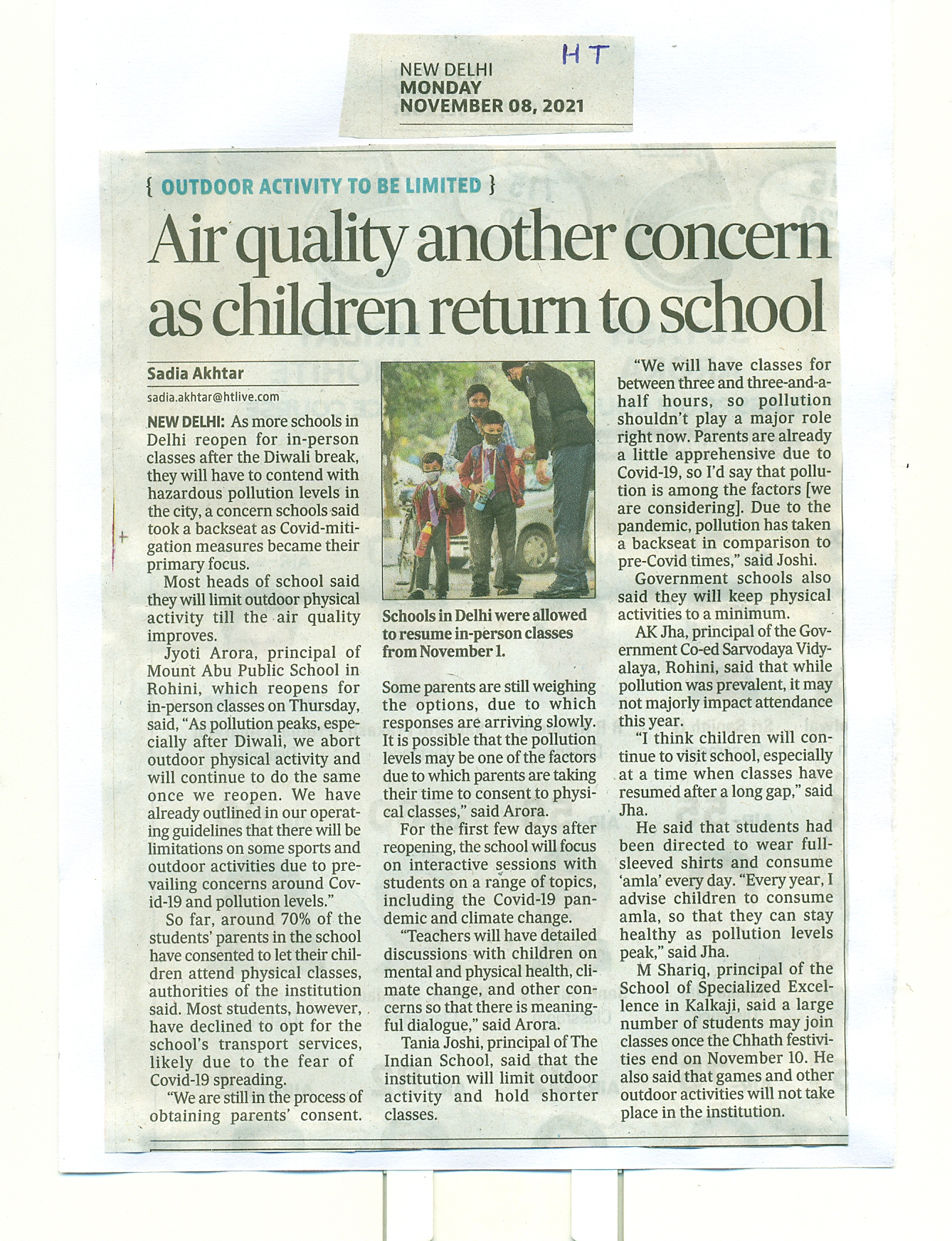 HINDUSTAN TIMES, MONDAY, 08 NOVEMBER 2021