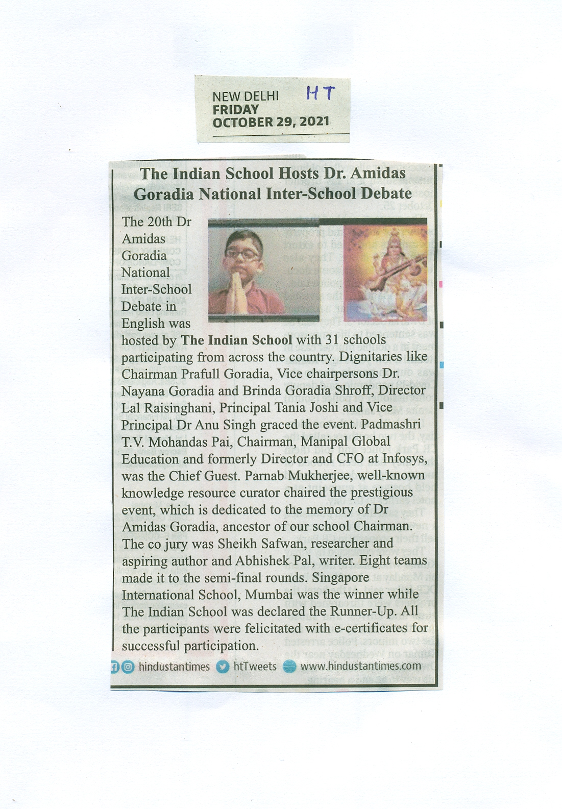 HINDUSTAN TIMES, FRIDAY, 29 OCTOBER 2021