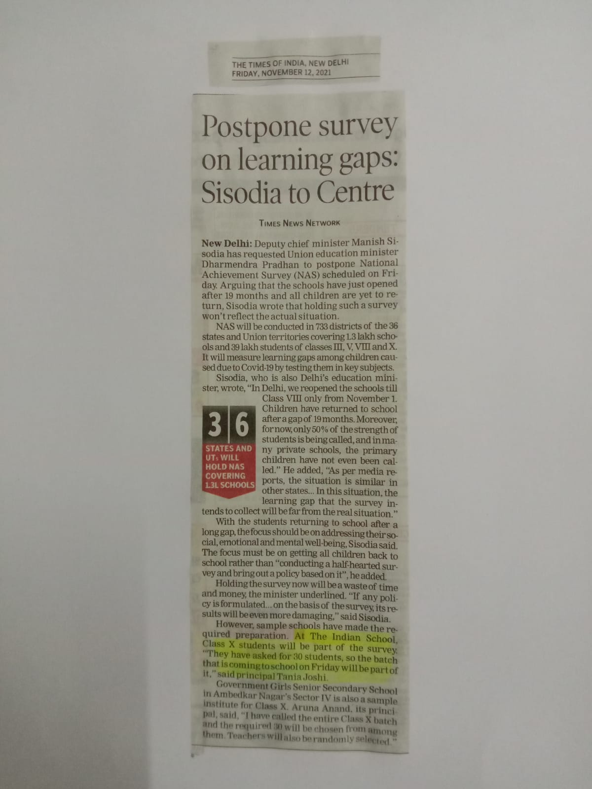 TIMES OF INDIA, FRIDAY, 12 NOVEMBER 2021