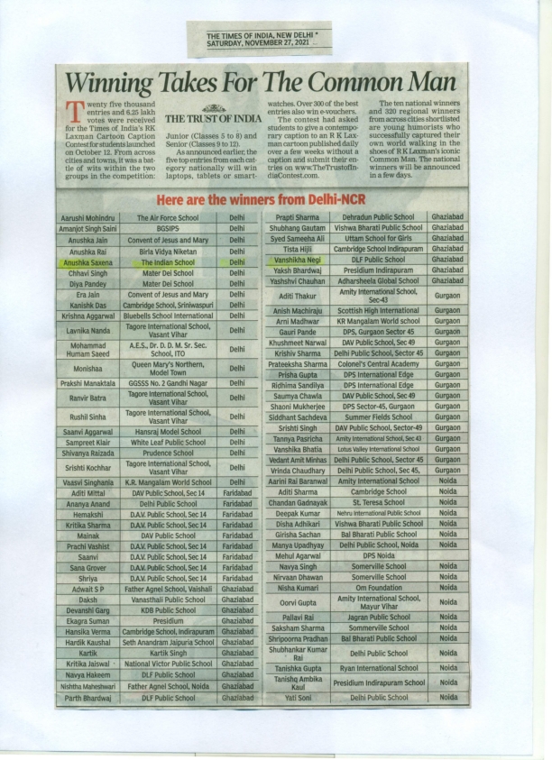 TIMES OF INDIA, SATURDAY, 27 NOVEMBER 2021