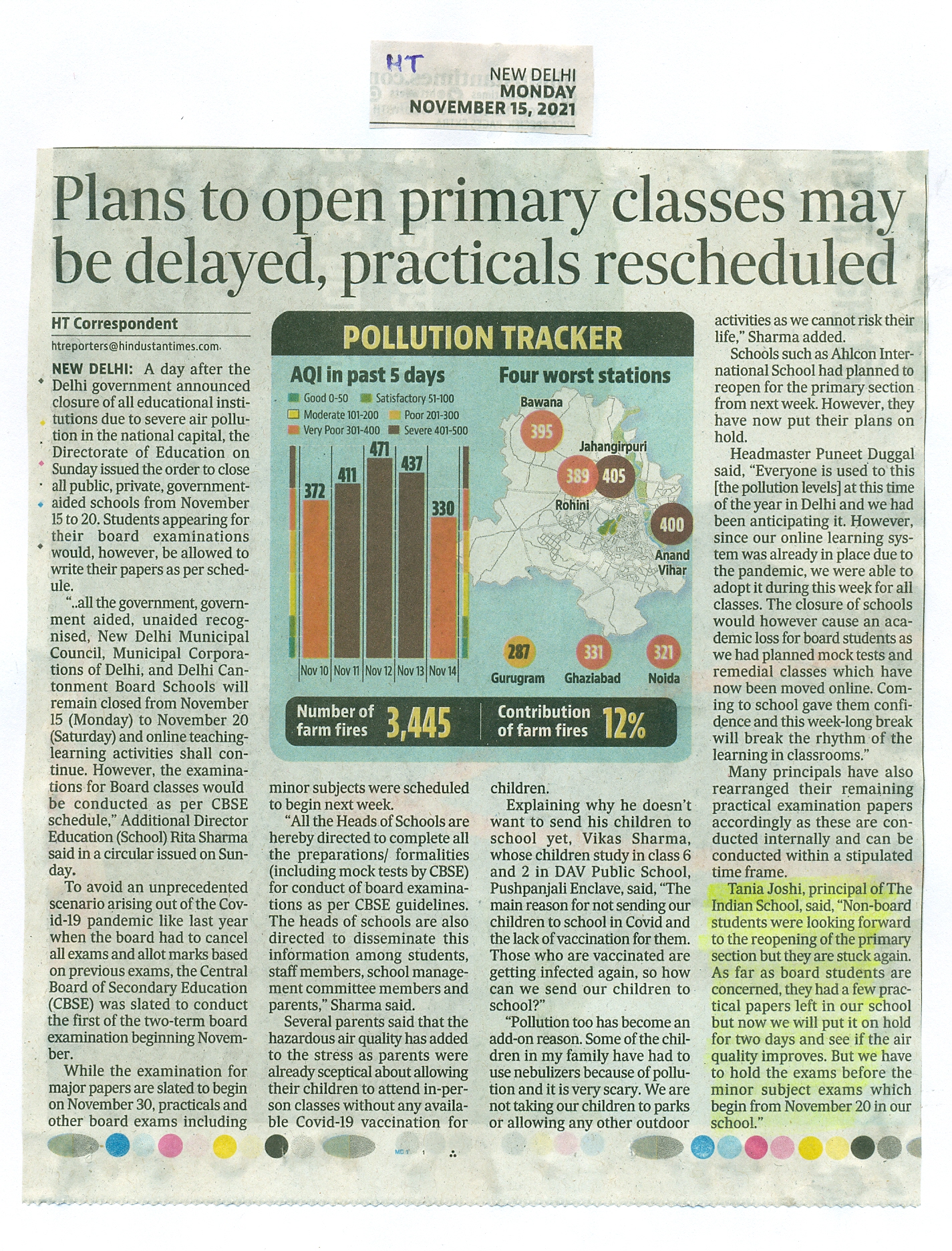 HINDUSTAN TIMES, MONDAY, 15 NOVEMBER 2021