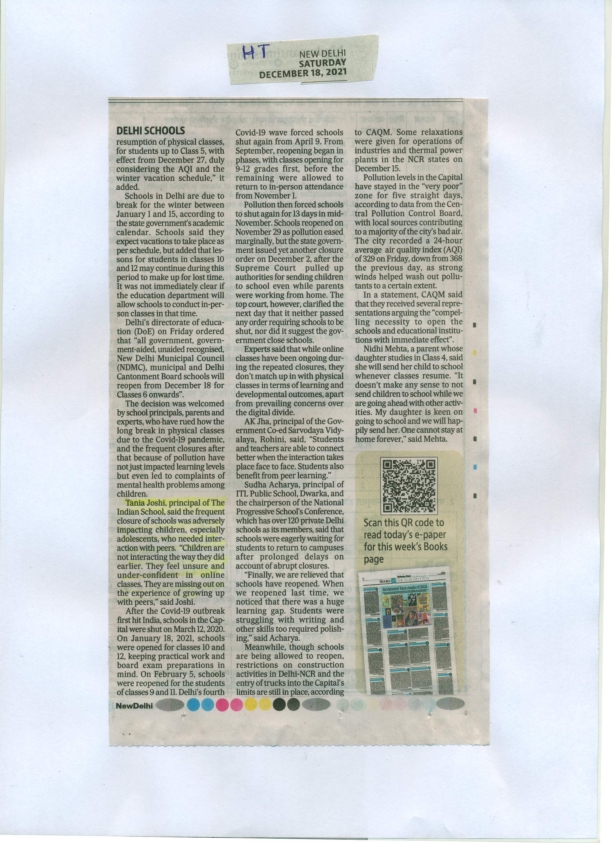 HINDUSTAN TIMES,SATURDAY, 18 DECEMBER 2021