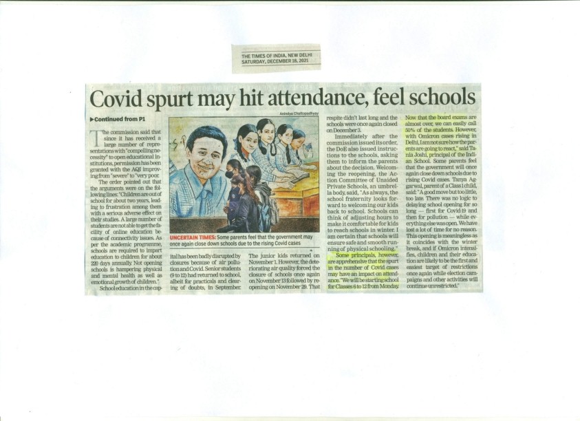 TIMES OF INDIA, SATURDAY, 18 DECEMBER 2021