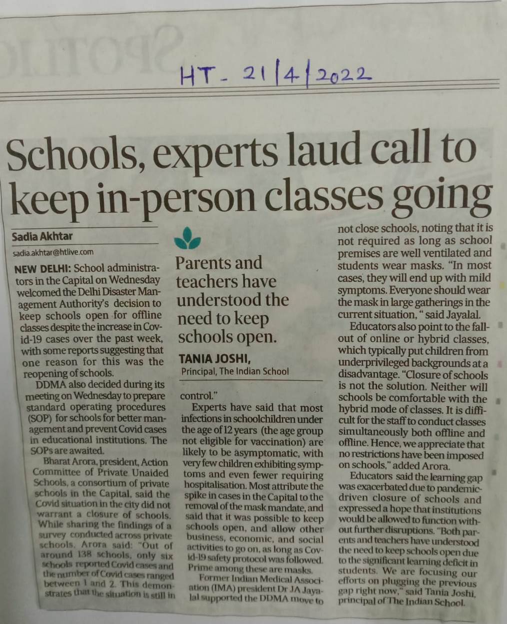 HINDUSTAN TIMES,THURSDAY,21 APRIL 2022