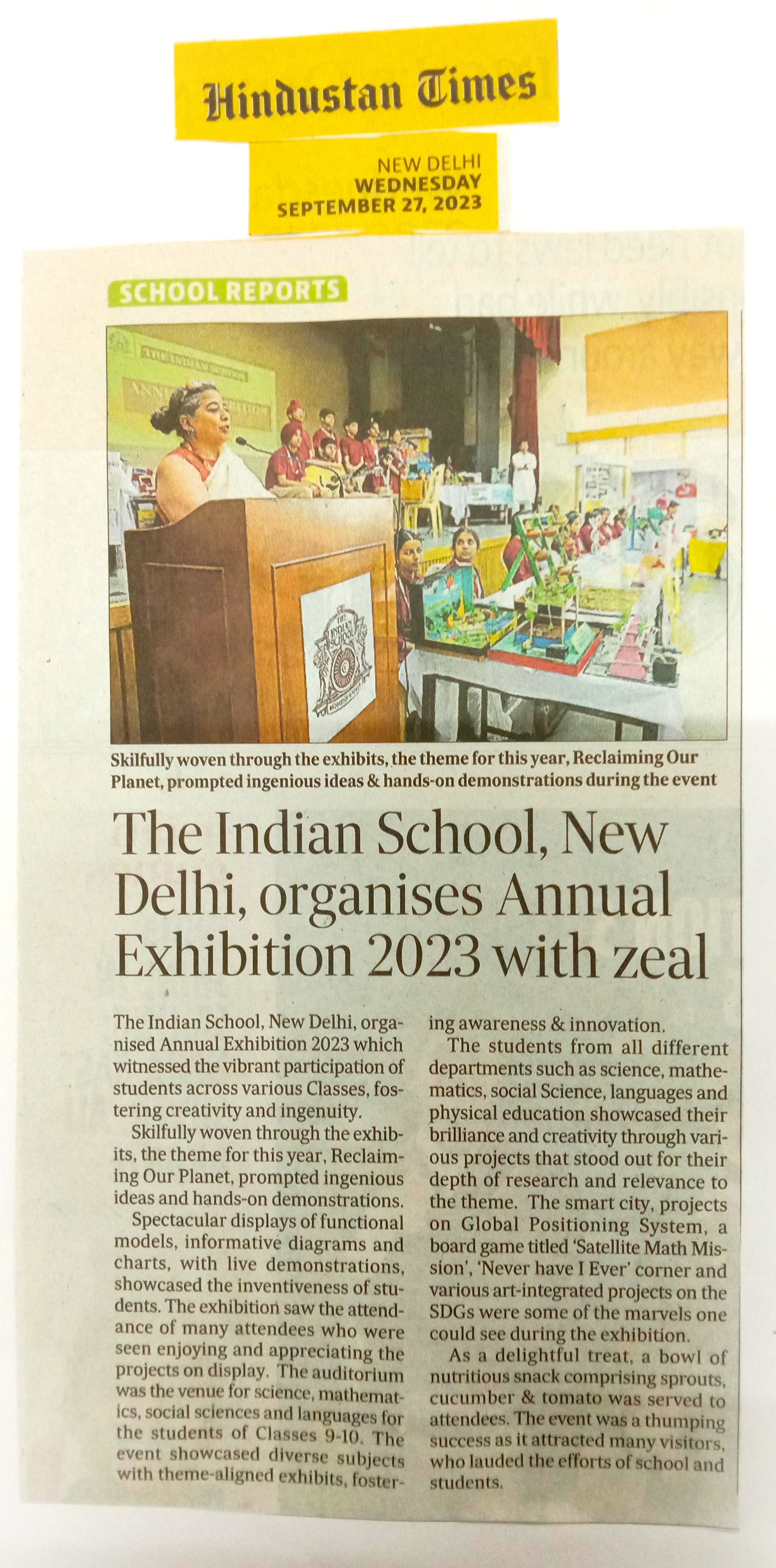 HINDUSTAN TIMES, WEDNESDAY, 27 SEPTEMBER 2023